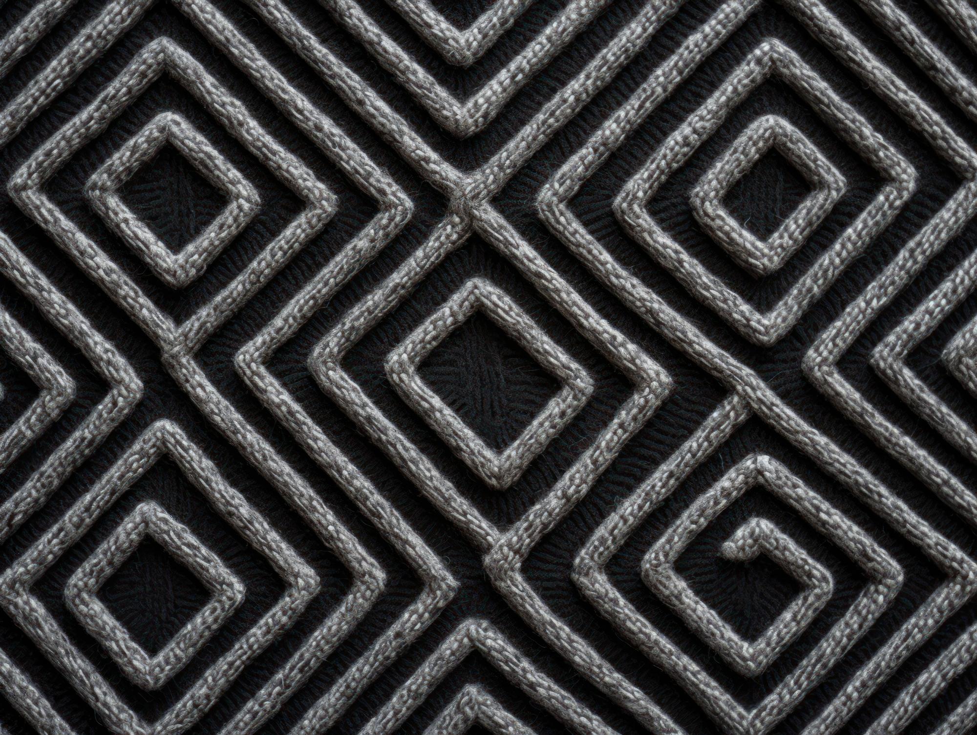 broderie geometrică pe material lucios