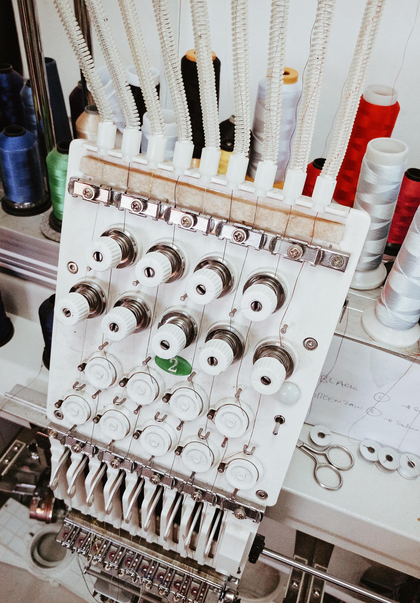 etapă de lucru: mașină de brodat industrială